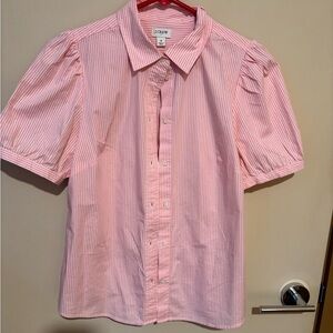 J. Crew Light Pink Striped Short Sleeve Shirt